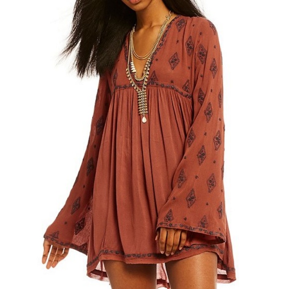 Free People Tops - • Free People • Embroidered Bell Sleeve Tunic Top